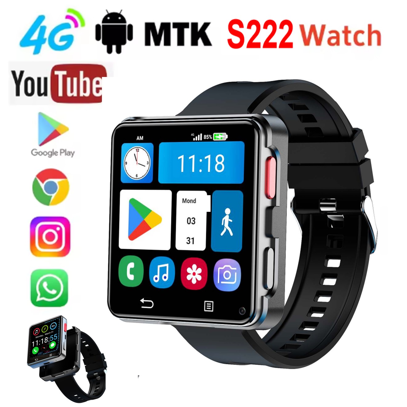 Watch Smartwatch Android - Умные часы S222 с поддержкой 4G