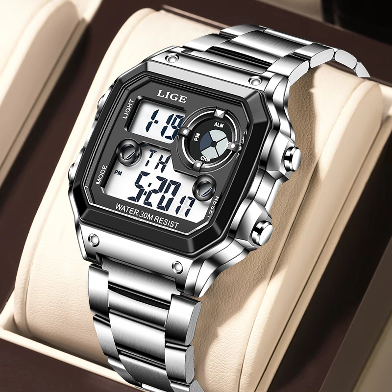 Analog Quartz Watch - Мужские часы LIGE: модные, повседневные, электронные,