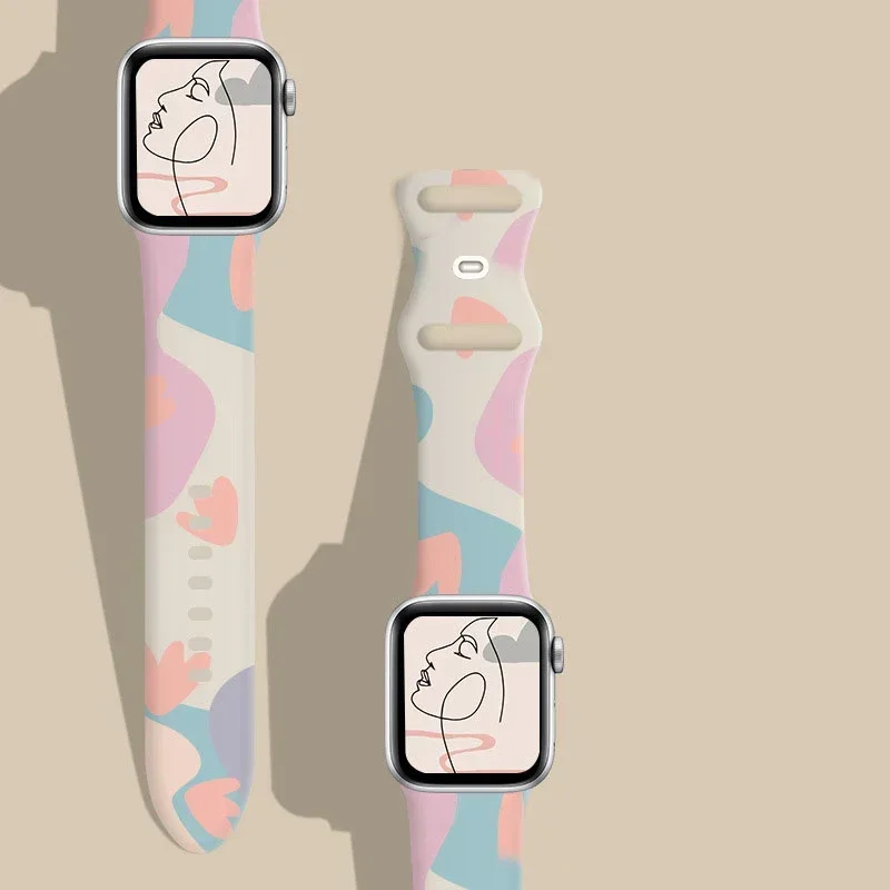 Smartwatch Iphone Watches For Women - Силиконовый ремешок с принтом для Apple