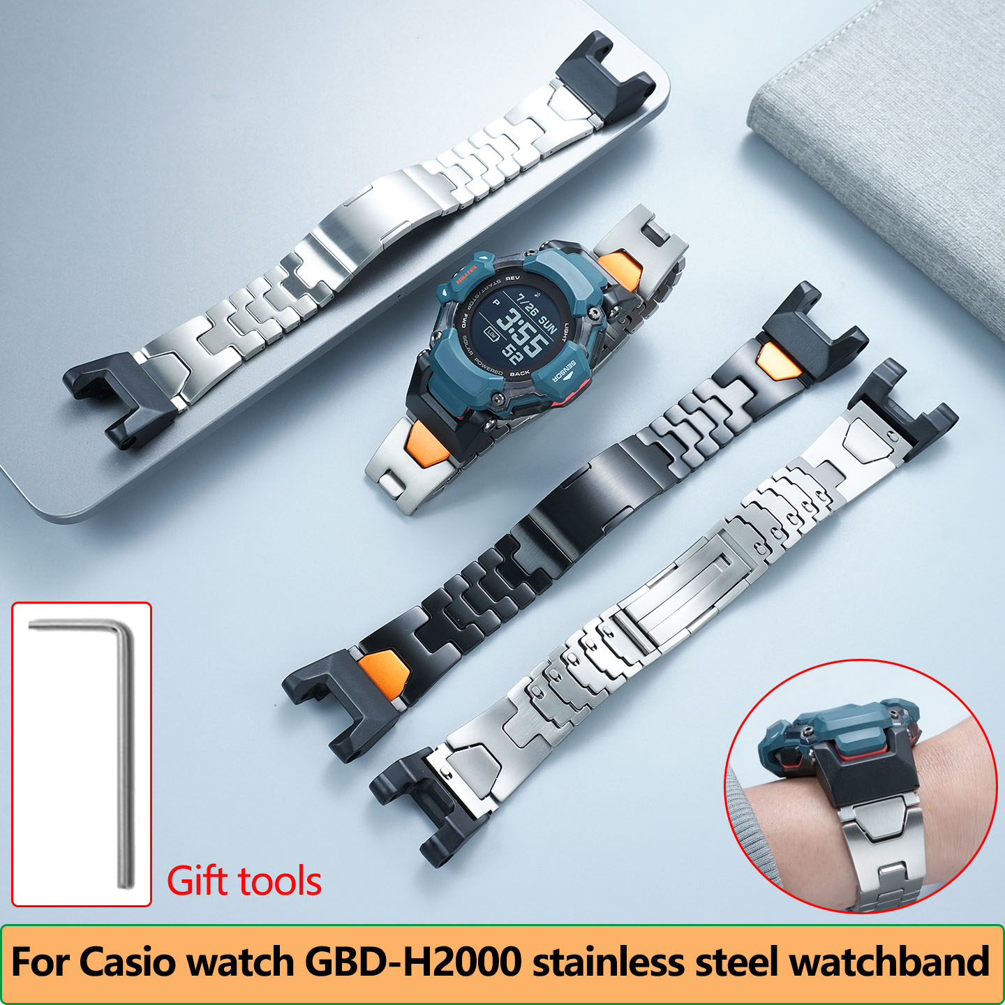 Smartwatch Casio Watches For Men - Водонепроницаемый металлический браслет GBD-H2000 для умных